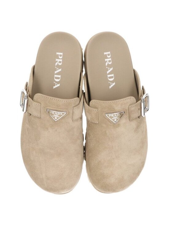 Prada Triangle Suede Sandals